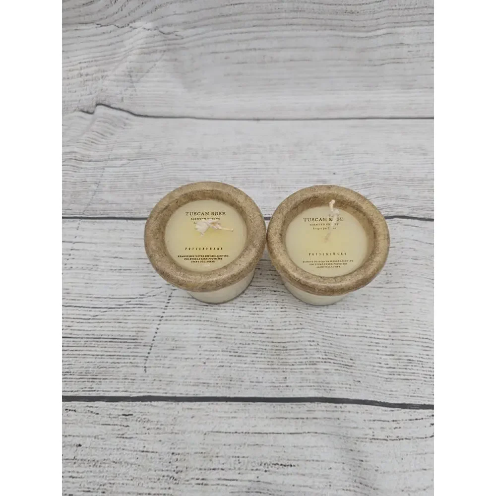 Pottery Barn Tuscan Rose Votive Candles (2)